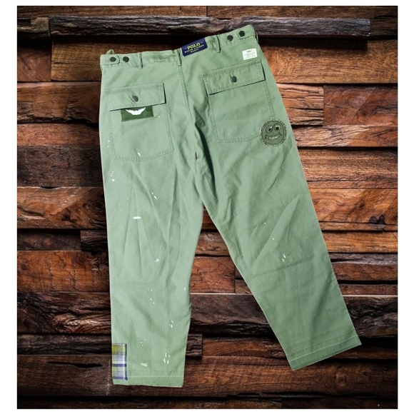 CUSTOMIZED POLO RALPH LAUREN DISTRESSED/REPAIRED MILITARY PANTS- 36"x30" - Picture 2 of 13